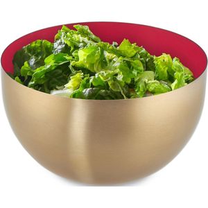 Relaxdays saladeschaal - 1 liter - saladekom - mengkom - rond - rvs - bakken - serveren - rood