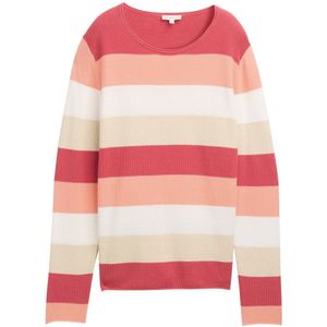 TOM TAILOR - Damestrui - Red Apricot Block Stripe - Regular Fit
