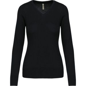 Pullover/Cardigan Dames XL Kariban V-hals Lange mouw Black 50% Katoen, 50% Acryl