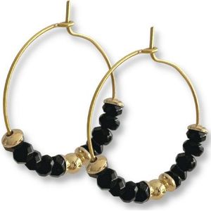 Zatthu Jewelry - N22RSVJ423 - Imoa oorringen met zwarte kraaltjes