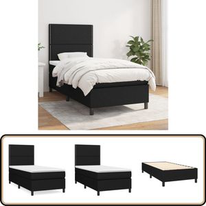 vidaXL Boxspring Zwart 100x200 cm Inclusief Matras Boxspringbed - Boxspring - Slaapcomfort - Tweepersoonsbed - Zitzitting