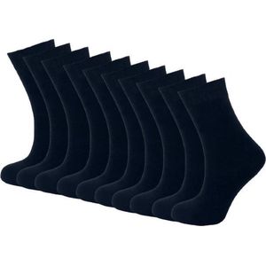 10 paar Damessokken - 100% katoen - naadloos - zwart - Maat 35-38