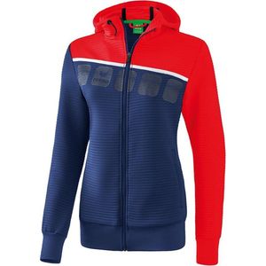 Erima 5-C Trainingsjack Met Capuchon Dames - New Navy / Rood / Wit | Maat: 46