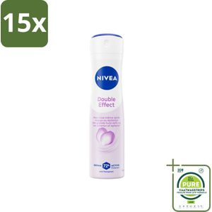 15 x NIVEA Deodorant Spray Double Effect 150 ml - Grootverpakking - NIVEA Deodorant - Anti-transpirant - 24 Uur Bescherming - Deodorant Spray - Avocado Extract