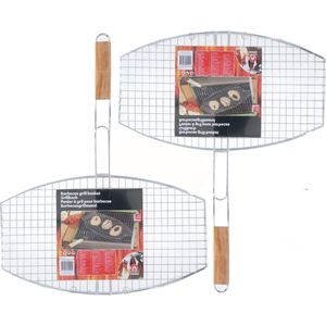 2x stuks barbecue braadrooster ovaal 45 x 25 cm - Grill rooster - BBQ accessoires en toebehoren