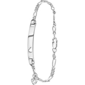 Lucardi Dames Plaatarmband hanger hart - Echt Zilver - Armband - Cadeau - Moederdag - 19 cm - Zilverkleurig