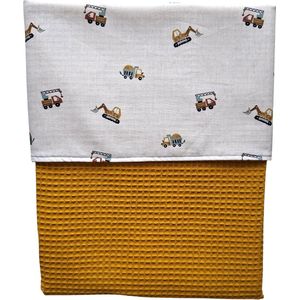 Wiegdeken wafelstof okergeel - katoen gravers - 70 x 100 cm - babydeken - wagendeken