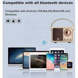 Retro Bluetooth-luidspreker, vintage decoratief, draagbare draadloze Bluetooth-luidspreker, schattige ouderwetse stijl, Geschikt voor keuken, bureau, slaapkamer, kantoor en buitenaccessoires, compatibel met iPhone en Android (geel).