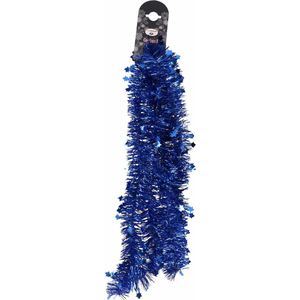 1x Blauwe folie slingers/guirlandes met sterren 200 cm - Kerstslingers - Kerstboomversiering blauw