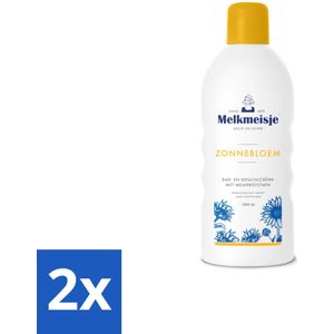 2 x Melkmeisje Bad en Douche Crème Zonnebloem en Melk 1000 ml - Douchecrème - Zonnebloem - Melkmeisje - Melkproteïnen - Hydratatie
