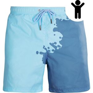 SEA'SONS - Zwembroek Jongens - Kleurveranderend - Sneldrogend - Blauw - Maat 128/134 (SEASONS - Kleur veranderend)