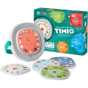 TIMIO Player + 5 Disks - Starter Kit | Interactieve Educatieve Audio-Speler | Speelt Kinderliedjes, Verhaaltjes & Sprookjes | Leert Letters, Getallen, Kleuren, Dieren & Woordjes | Met Geluid & Quizvragen | Incl. 8 Talen NL/FR | Leerspel van 2-6 Jaar