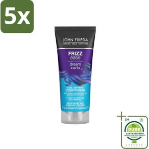 5 x John Frieda – Conditioner – Dream Curls – Kruldefiniërend – 75 ml - Grootverpakking - Krulverzorging - Kruldefinitie - Pluisverminderen - Rozenbottelolie - Krulversterkend