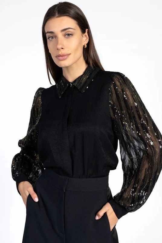 AAIKO Pillar Paillette Pes 522 Dames - Jurken - Zwart - Maat S