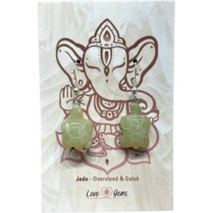 Jade Serpentijn oorbellen schildpad - Love Gems