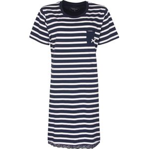 Tenderness Dames Nachthemd - Strepen Dessin - Donker Blauw - Maat S