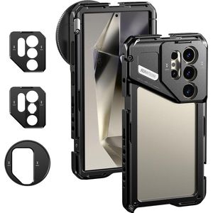 Ultra Cage Video Rig stabilisator smartphone met adapter filter 67 mm/achterplaat lens 17 mm/adapter lens T-frame compatibel met Samsung Galaxy Moment lens T-serie PA042