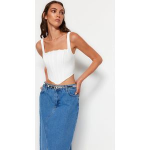 Trendyol Ecru Strappy Corset Crop Geweven Blouse Twoss23Bz00938