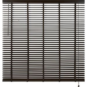 Houten Jaloezie - Bruin - 220x210 cm - Raamdecoratie - Lamelbreedte 50 mm - Inclusief Bedieningskoord en Draaistang