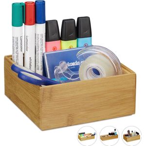 Relaxdays bamboe organizer - stapelbaar - badkamer - keuken - natuurlijk design opbergbox - A