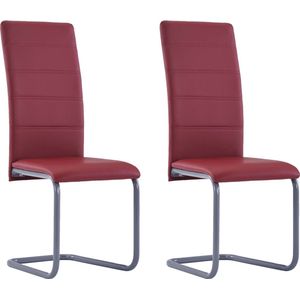 The Living Store Eetkamerstoelen Zwevend Kunstleer - Rood - 41 x 52.5 x 102.5 cm