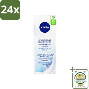 NIVEA - Essentials Dagcrème - Hydraterende Gezichtscrème - Normale huid - SPF 15 - Met Vitamine E, Magnolia- & Lotusextract - 50 ml - Voordeelverpakking - 24 stuks - Dagcrème normale huid - SPF 15