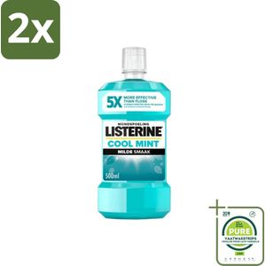 Listerine – Mondwater – Cool Mint – Milde smaak zonder alcohol – 500 ml - Voordeelverpakking - 2 stuks - Mondwater - Mondhygiëne