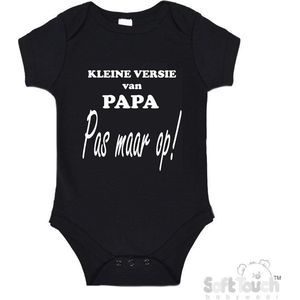100% katoenen Romper ""Kleine versie van papa Pas maar op!"" Unisex Katoen Zwart/wit 56/62