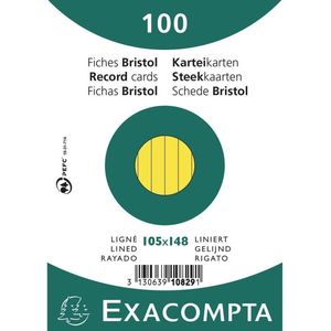 Exacompta systeemkaart gelinieerd - A6 - geel - 100 stuks.