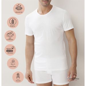Heren Luxe Onderhemd - Katoenen T-shirt - Runde hals hemdje met korte mouwen - 100% Katoen - L