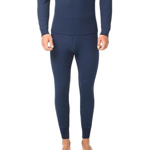 Thermische onderbroek heren - warm winterondergoed - blauw - fleece - maat M