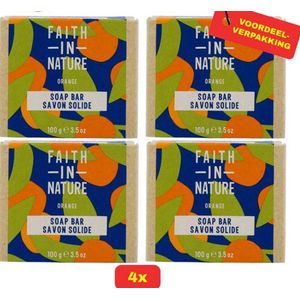 Faith In Nature Soap Bar - Orange - 4x100g - Voordeelverpakking!