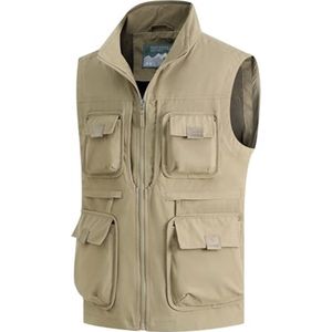 Lichtgewicht Ademend Multifunctioneel Outdoor Vest voor Heren met Veel Zakjes - Sneldrogend Mouwloos Jas voor Visserij, Vrije Tijd en Trekking