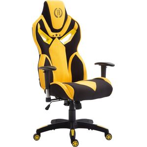 Gamingstoel volwassenen stof - sportief design - zwart/geel - 76x72x133