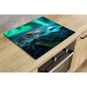 Inductiebeschermer - Noorderlicht aan Zee - 91.2x52 cm - Inductiebeschermer - Inductie Afdekplaat Kookplaat - Inductie Mat - Anti-Slip - Keuken Decoratie - Keuken Accessoires