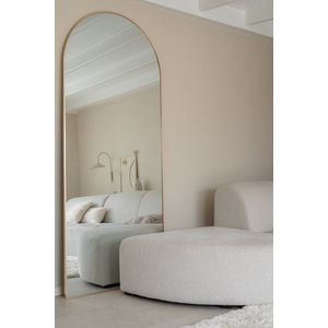 Nordic Style® Boogspiegel 210x90cm | Zacht Goud | Scandinavische Spiegels | Halfrond | Pas spiegel | Staande spiegel | Kleedkamer spiegel