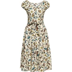 Queen Kerosin Damen Swing Kleid Ecru-M