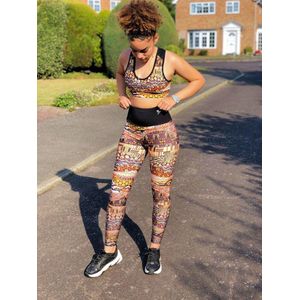 Pfeka Afrikaanse Prints dames high waist zwart wit dieren print leggings yoga pants MAAT S