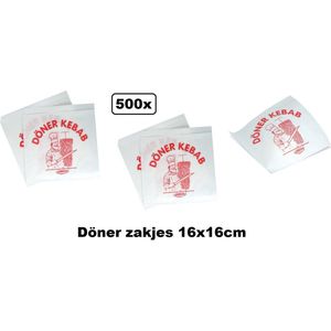 500x Broodje / Döner zakjes 16x16cm - Doner - Belegde broodjes Food eten 100% biologisch afbreekbaar belegde broodjes