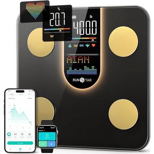 Digitale Weegschaal met 8-in-1 VA-display - Hoge Precisie voor Lichaamsgewicht, Hartslag, BMI, Lichaamsvet en Lichaamssamenstelling