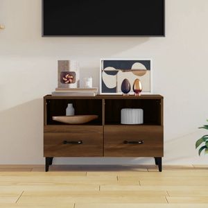 The Living Store TV-meubel Bruineiken - naam - Media-kast - 80 x 36 x 50 cm (B x D x H) - Stevig houten blad