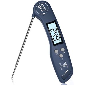 Vleesthermometer, DOQAUS Keukenthermometer Barbecuethermometer, Digitale Instant-thermometer met 3s Directe Uitlezing, Opvouwbare Lange Sonde en LCD-scherm, voor Keuken, Grill, BBQ