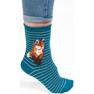 Wrendale Sokken - Vos (blauw) - 'Born to be Wild' Fox Socks