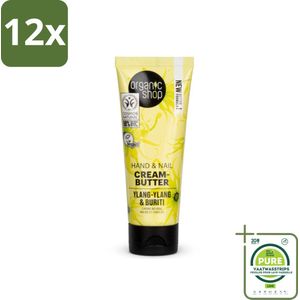 Organic Shop - Ylang-Ylang & Buriti Hand & Nail Cream - Verzachtend en Herstellend - 75 ml - Voordeelverpakking - 12 stuks - Biologische handcrème - Ylang-ylang handcrème