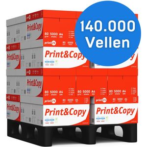 print24 Printerpapier kopieerpapier 140000 vellen 28 x 5000 A4 80g premium wit PEFC-gecertificeerd