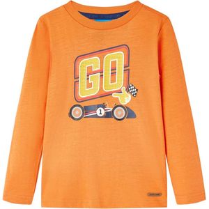 vidaXL - Kindershirt - met - lange - mouwen - 116 - donkeroranje