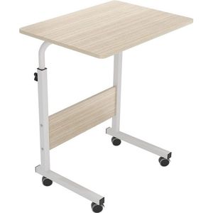 Kari Laptoptafel - in hoogte verstelbaar - met wieltjes - 60 cm - bedtafel - bijzettafel - verzorgingstafel op wieltjes - computertafel - mobiel bureau - laptopstandaard - tafel voor ziekenbed - kantoor - slaapkamer - esdoorn