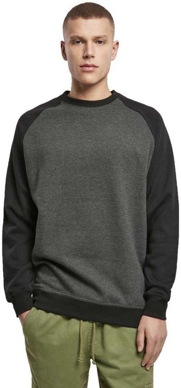 Build Your Brand - Raglan Crewneck Sweater - Charcoal - Sweater