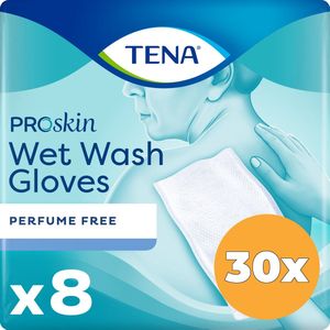 TENA - Proskin Wet Wash Gloves - Geurloos - 8 Stuks - Wegwerphandschoenen