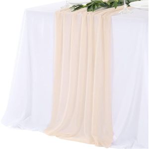 Tafelloper, chiffon, tafeldecoratie, bruiloft, tafelband, 70 x 300 cm, bruiloftsloper, tafelkleed, communie, decoratief voor verjaardag, feest, bruiloftsdecoratie (champagne)